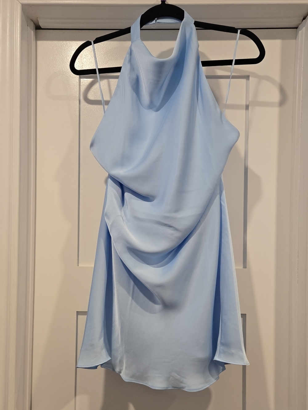 NWT Aritzia AUDIENCE Satin Mini Halter Dress Villa Blue - Picture 10 of 12
